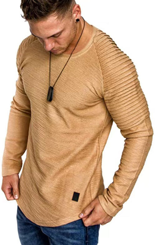 Casual Ribbed Sleeve Knit T-shirt