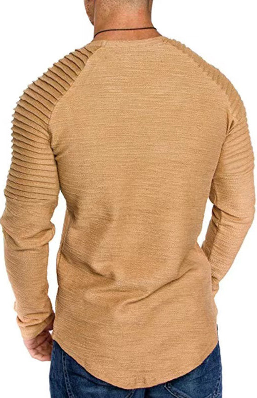 Casual Ribbed Sleeve Knit T-shirt