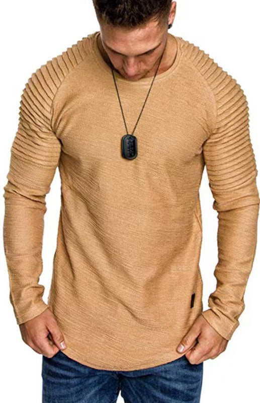 Casual Ribbed Sleeve Knit T-shirt