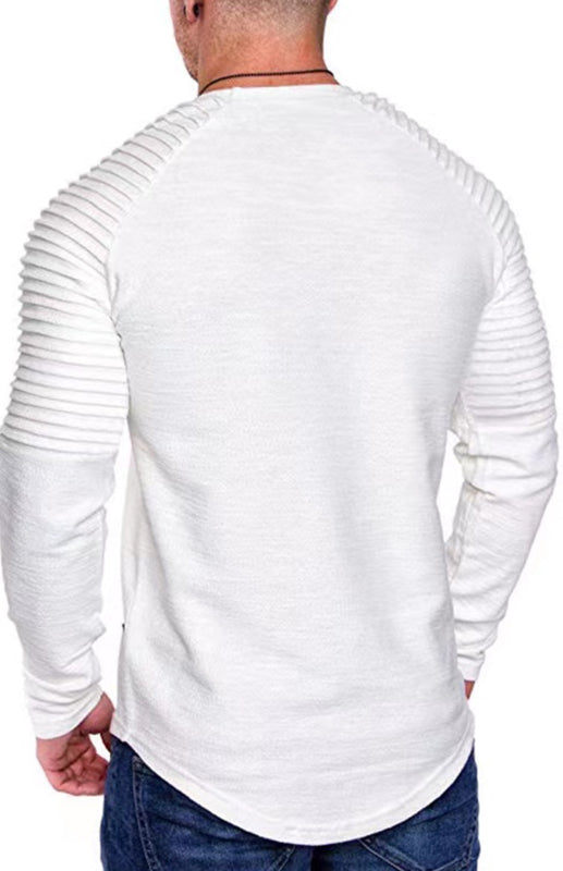 Casual Ribbed Sleeve Knit T-shirt