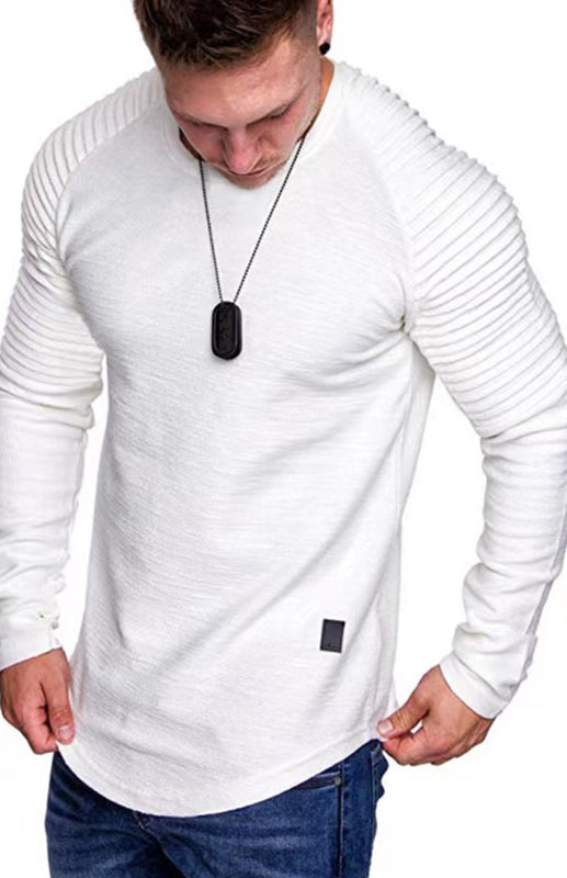 Casual Ribbed Sleeve Knit T-shirt