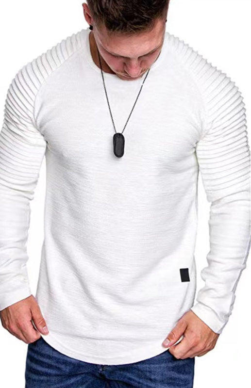 Casual Ribbed Sleeve Knit T-shirt