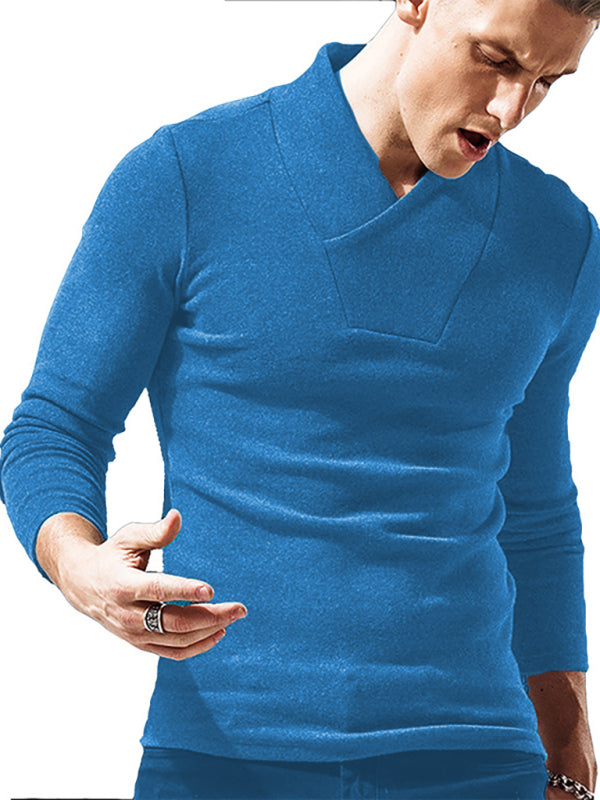 Woolen V-Neck Stretchy Long Sleeve Tee