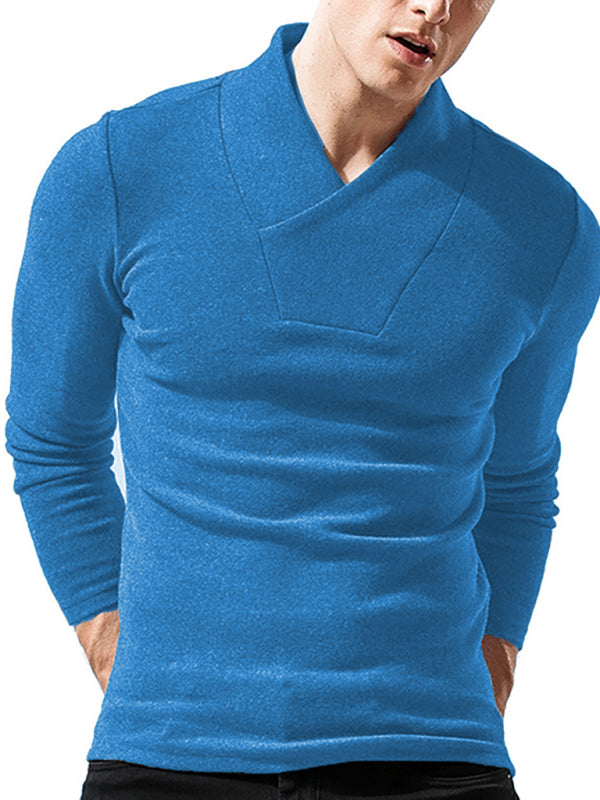 Woolen V-Neck Stretchy Long Sleeve Tee