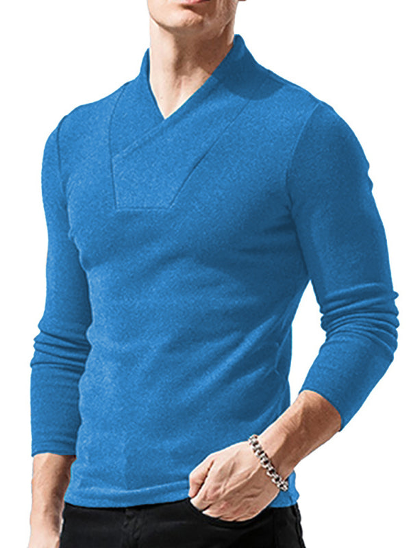 Woolen V-Neck Stretchy Long Sleeve Tee