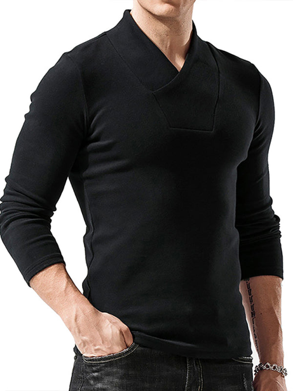 Woolen V-Neck Stretchy Long Sleeve Tee