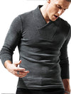 Woolen V-Neck Stretchy Long Sleeve Tee