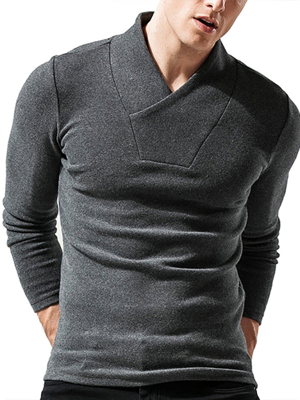 Woolen V-Neck Stretchy Long Sleeve Tee