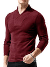 Woolen V-Neck Stretchy Long Sleeve Tee