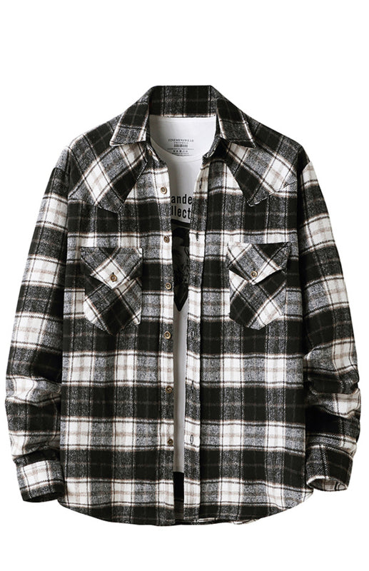 Plaid Woven Leisure Lapel Shirt