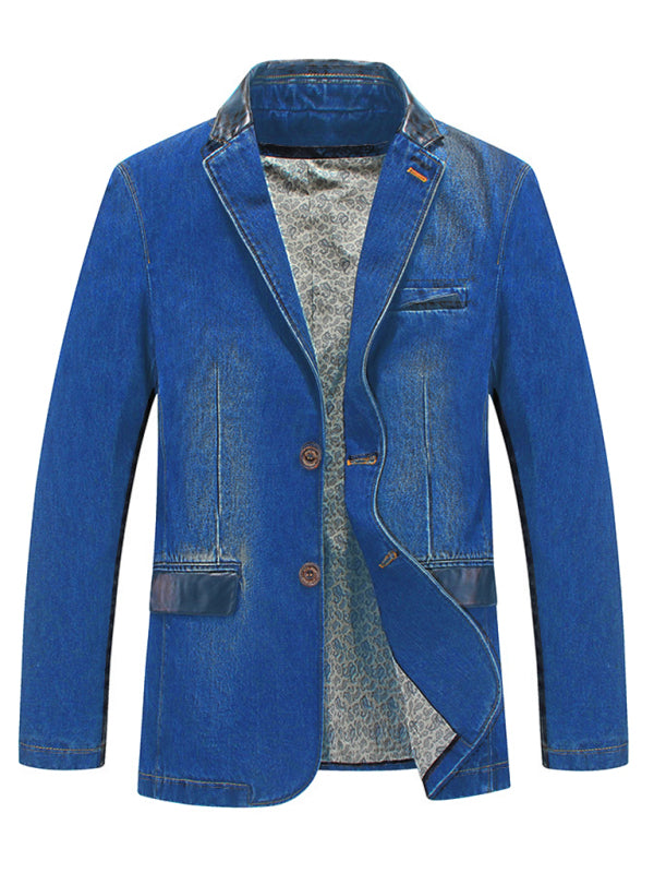 Casual Denim Patchwork Suit Jacket