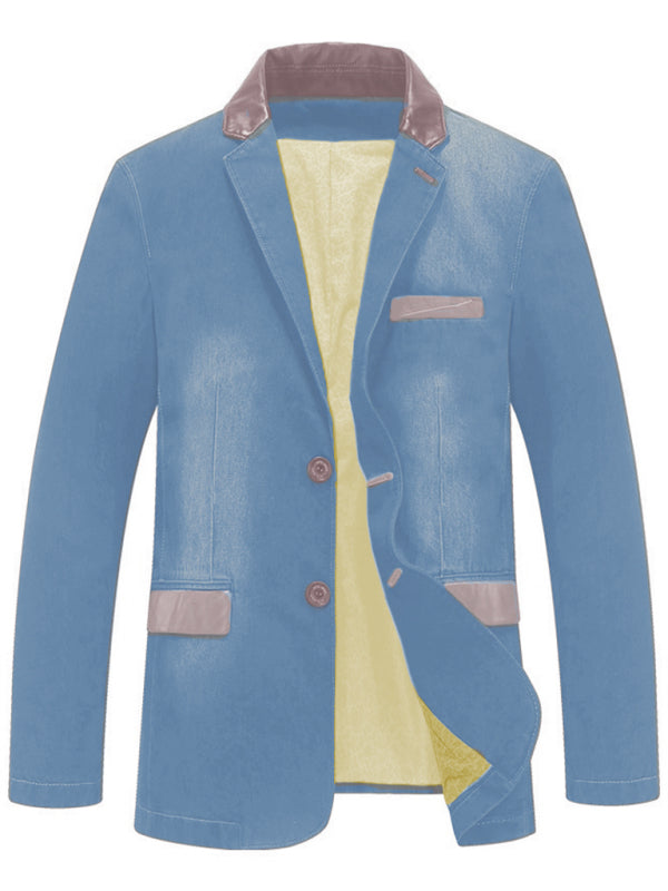 Casual Denim Patchwork Suit Jacket