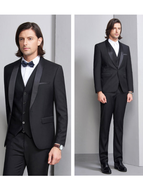 Elegant Lapel Collar Knit Formal Suit