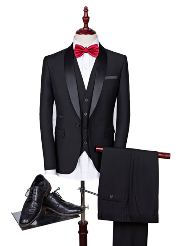 Elegant Lapel Collar Knit Formal Suit