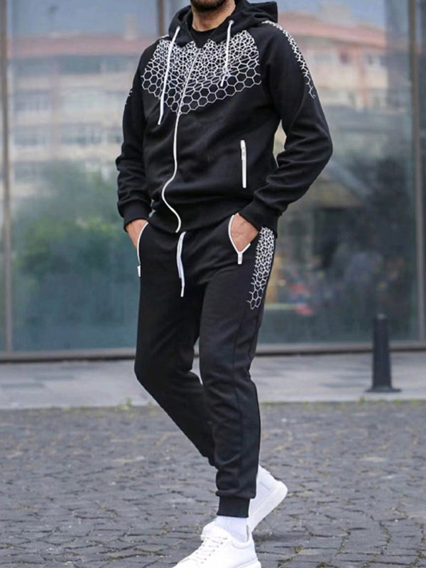 Honeycomb Hooded Casual Tracksuit