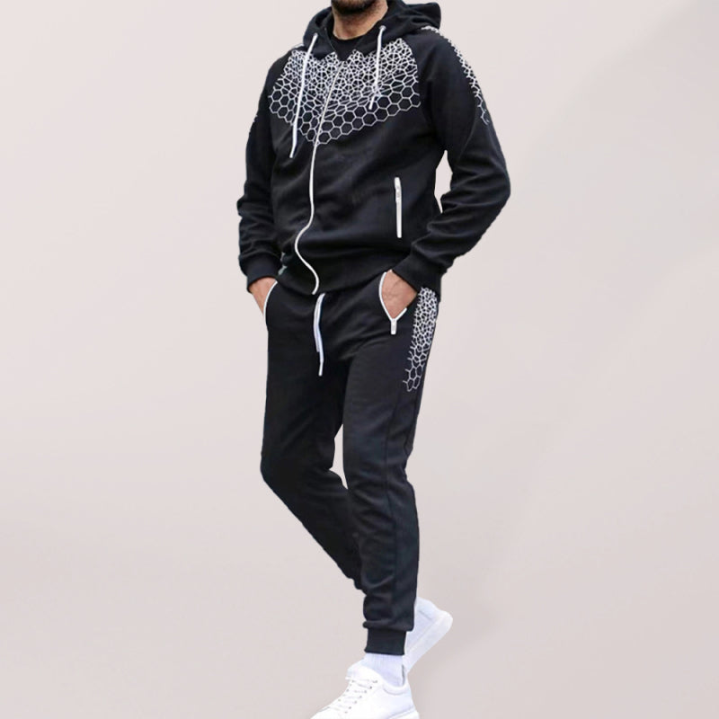 Honeycomb Hooded Casual Tracksuit