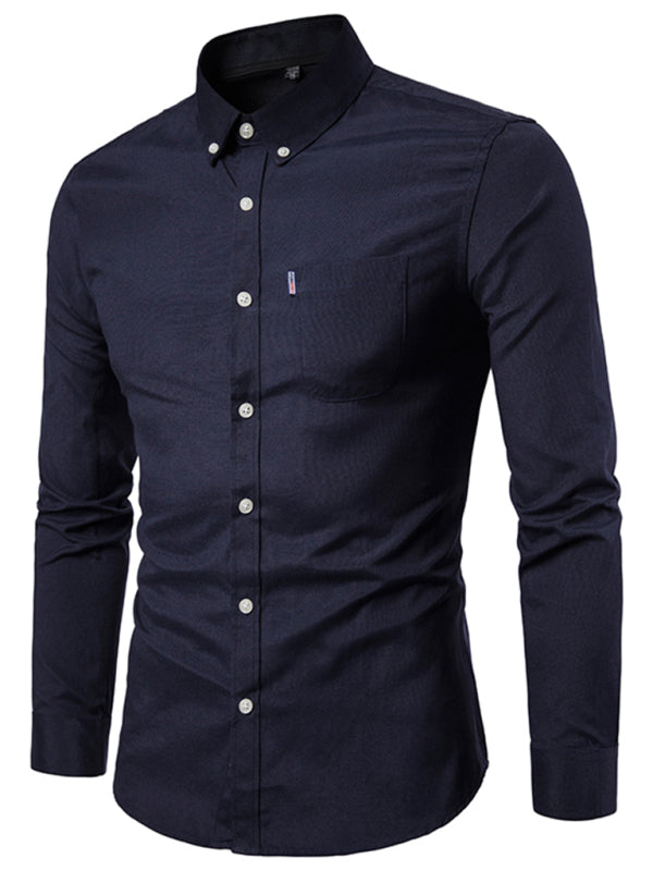 Casual Slim Cotton Oxford Solid Color Shirt