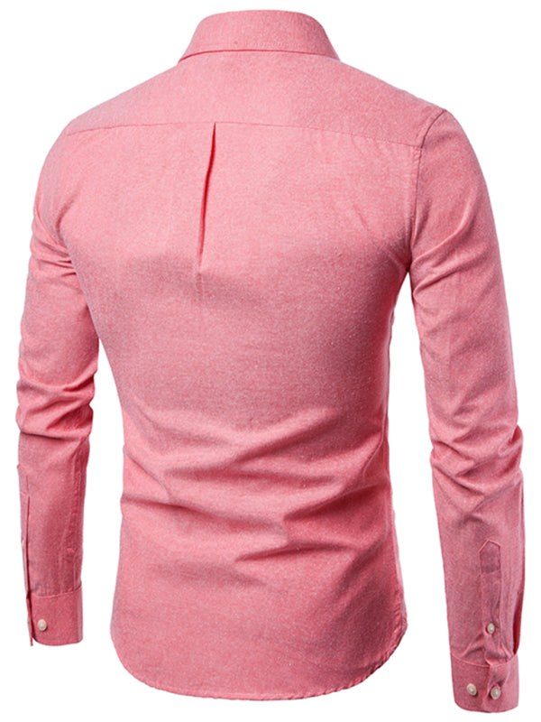 Casual Slim Cotton Oxford Solid Color Shirt