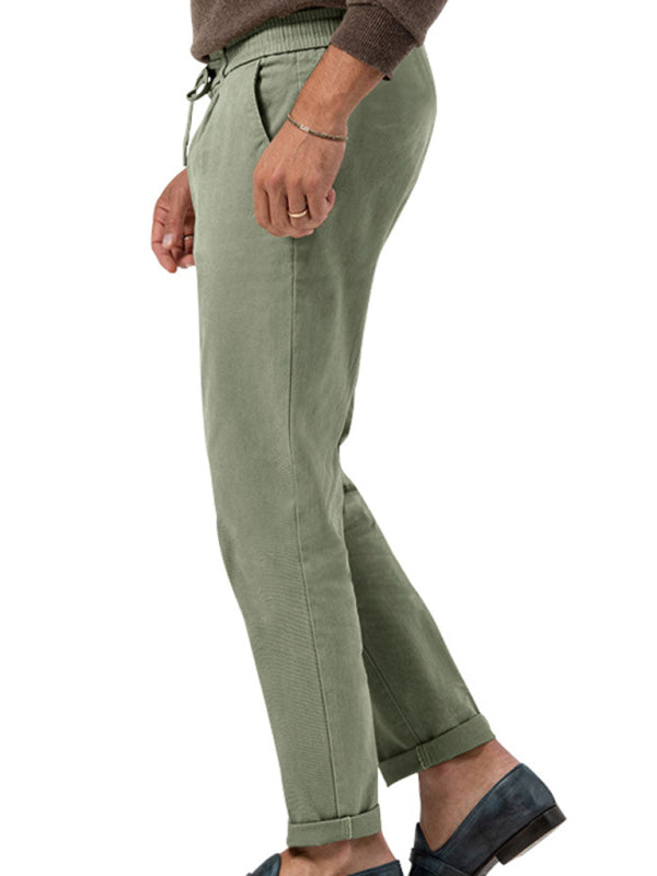 Straight Solid Casual Pants