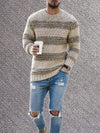 Striped Round Neck Knitted Sweater