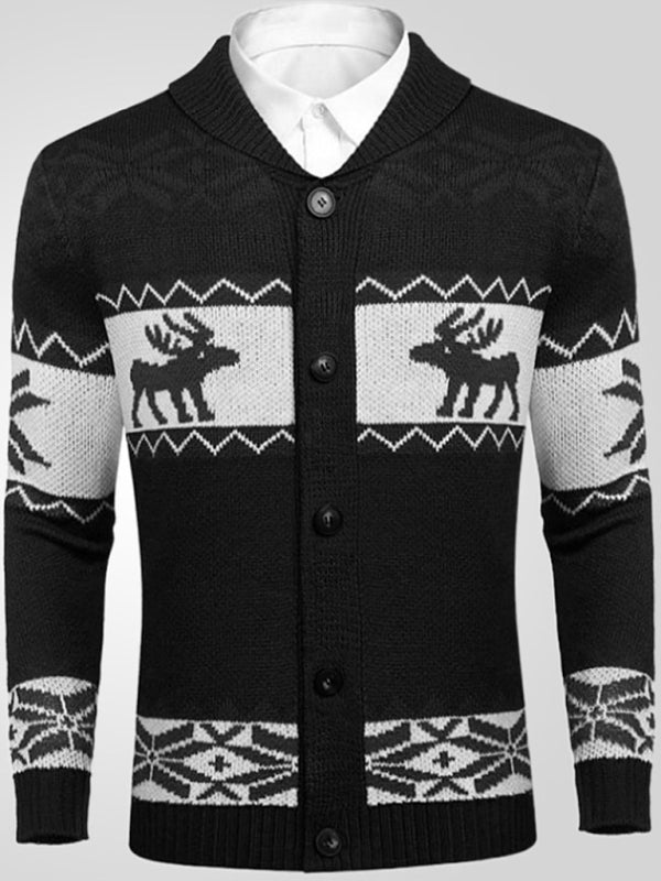 Reindeer Pattern Knit Cardigan Sweater