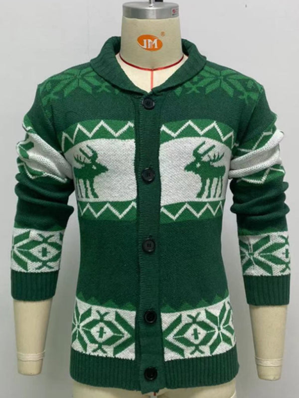 Reindeer Pattern Knit Cardigan Sweater