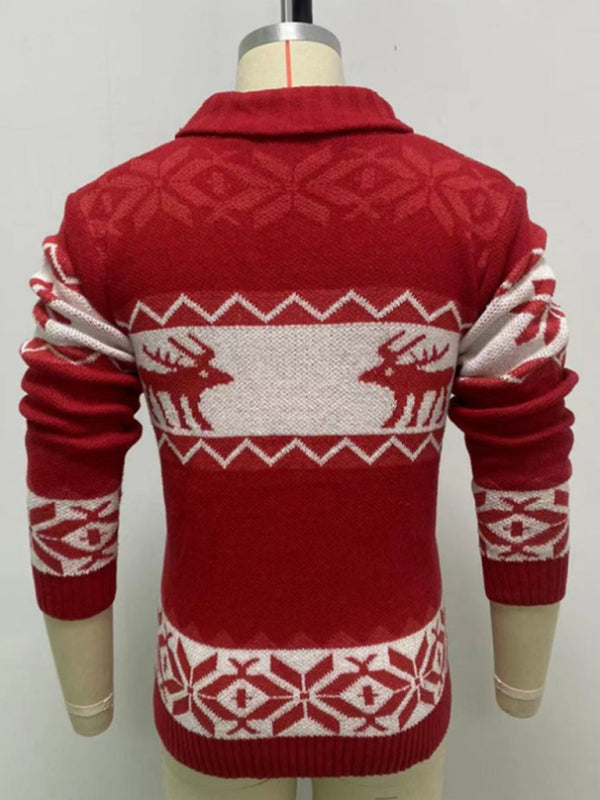 Reindeer Pattern Knit Cardigan Sweater