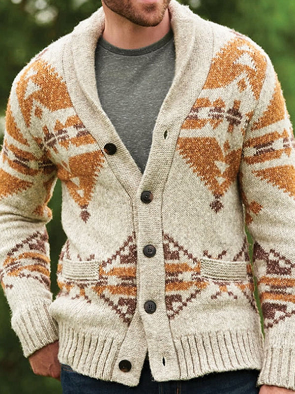 Ethnic Pattern Knit Cardigan