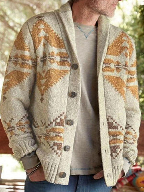 Ethnic Pattern Knit Cardigan