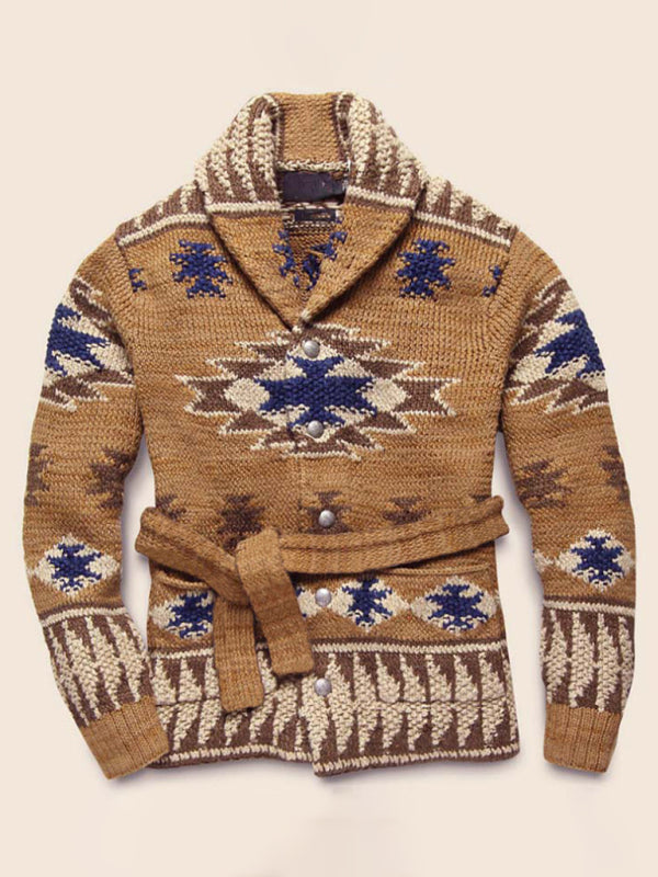 Folk Pattern Knit Cardigan Sweater