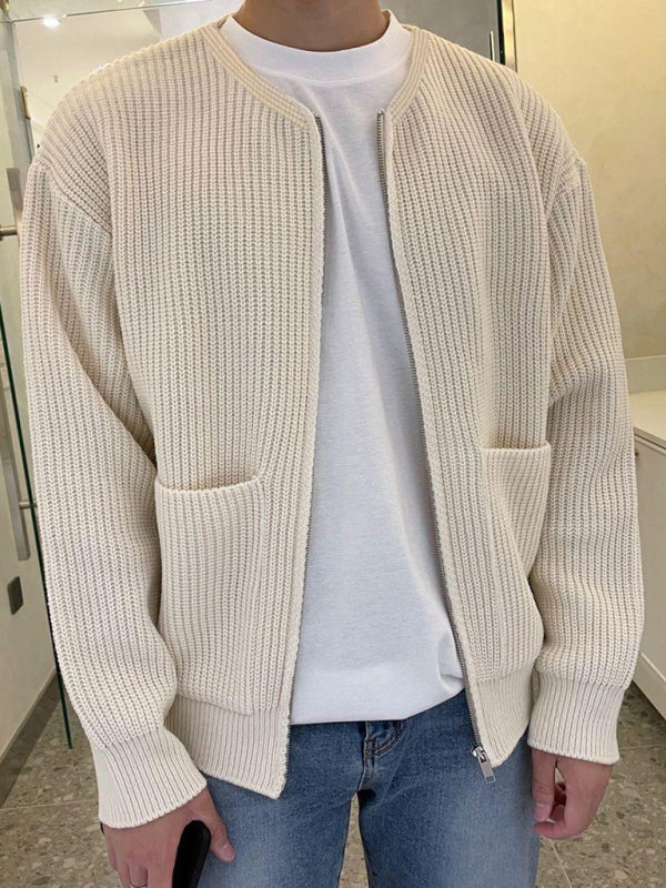 Solid Casual Knitted Cardigan Sweater