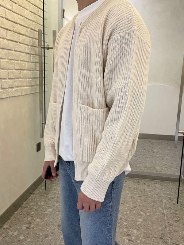 Solid Casual Knitted Cardigan Sweater