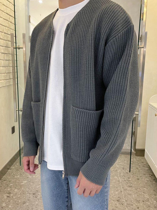 Solid Casual Knitted Cardigan Sweater