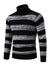 Striped Patchwork Turtleneck Slim Fit Sweater