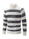 Striped Patchwork Turtleneck Slim Fit Sweater