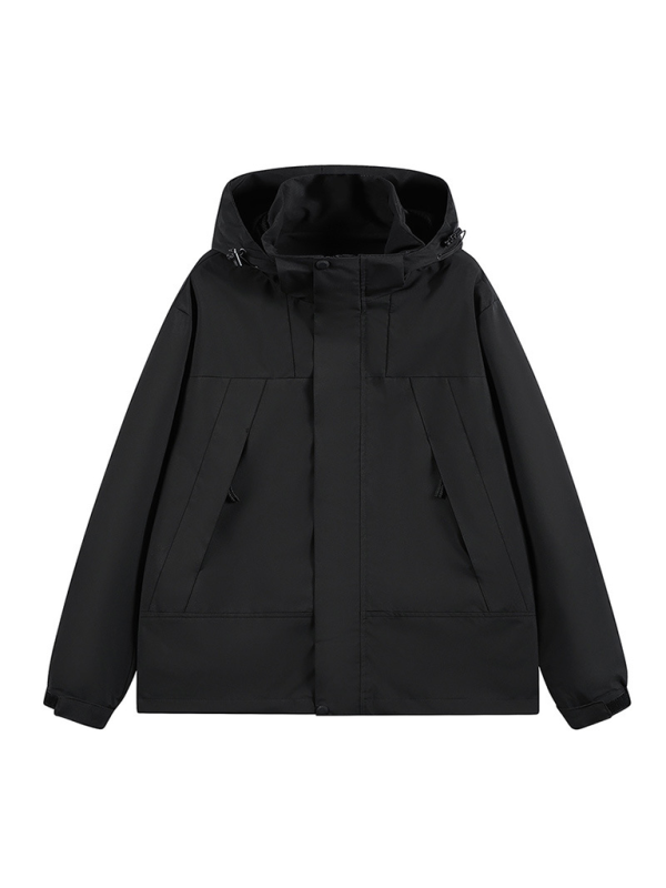 Waterproof Windproof Jacket with Removable Hood