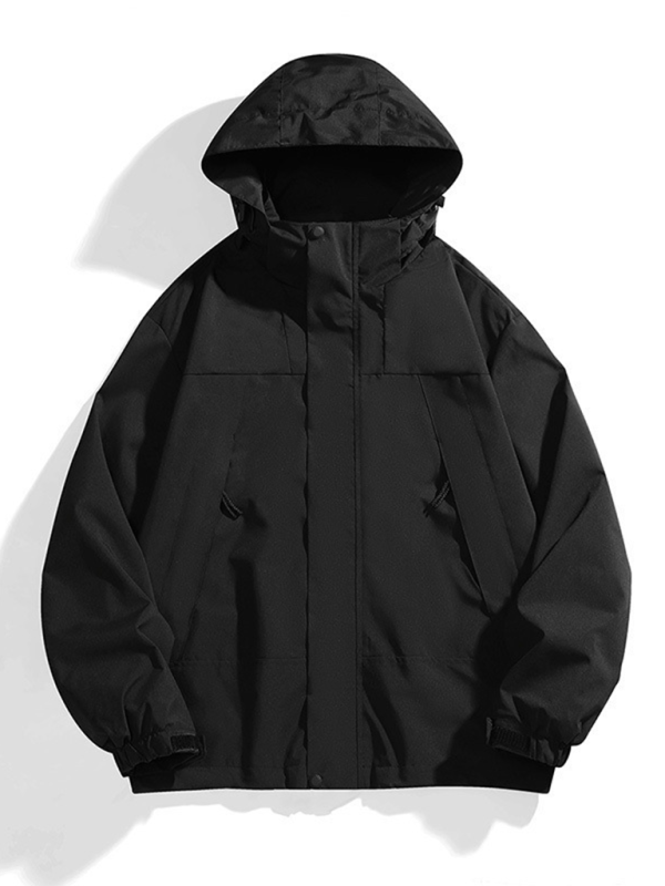 Waterproof Windproof Jacket with Removable Hood