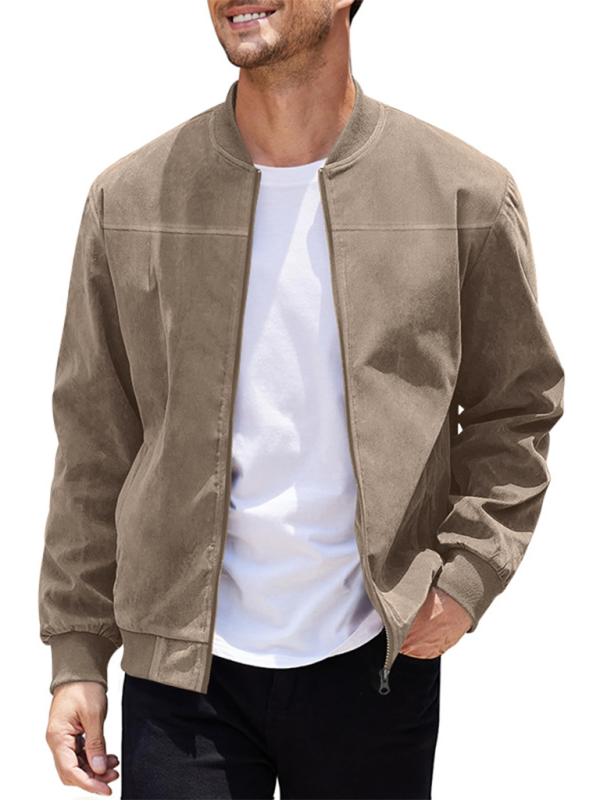 Casual Retro Suede Solid Zipper Jacket