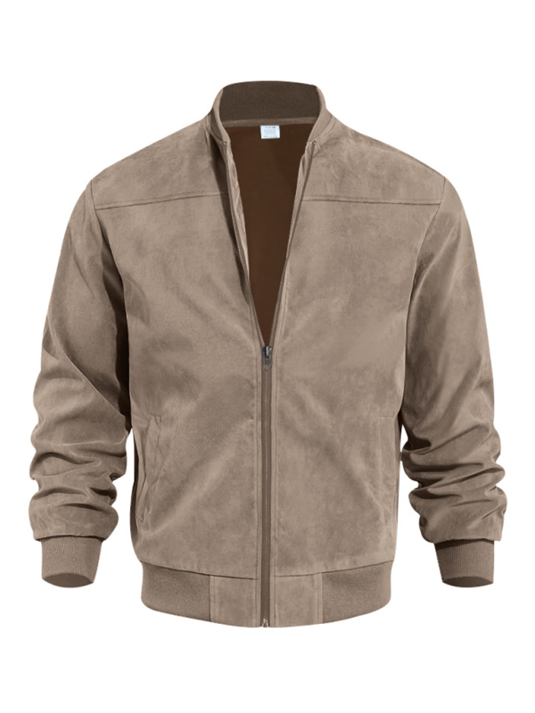 Casual Retro Suede Solid Zipper Jacket