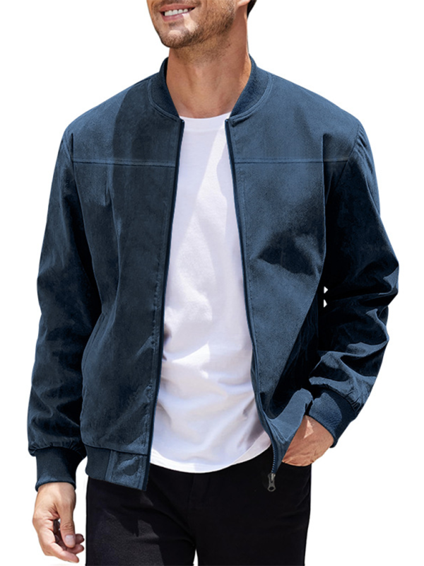 Casual Retro Suede Solid Zipper Jacket