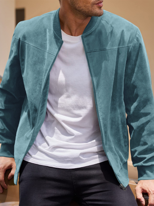 Casual Retro Suede Solid Zipper Jacket