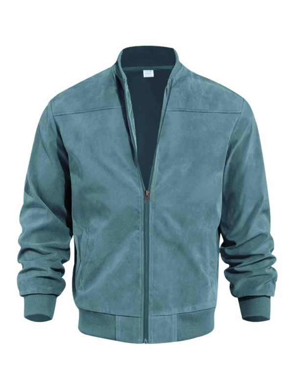 Casual Retro Suede Solid Zipper Jacket