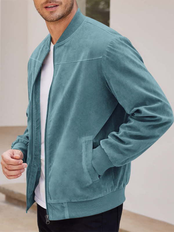 Casual Retro Suede Solid Zipper Jacket