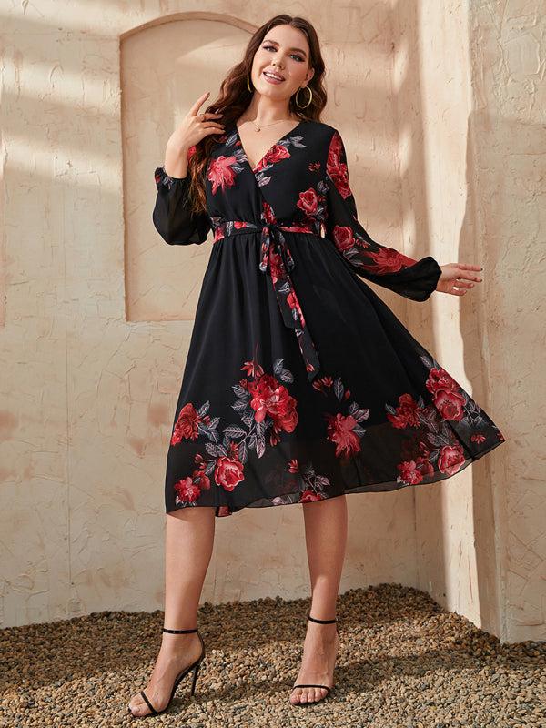 Floral Tie Slim Dress