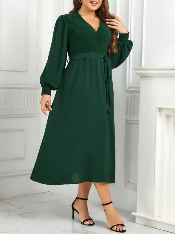 V-Neck Green Dress