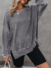 Side Slit Waffle Knit Top