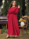 Plus size women's new polka-dot loose long-sleeved dress