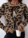 Leopard Bow Cardigan Sweater