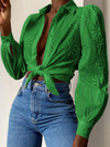 Solid Embroidered Long Sleeve Shirt