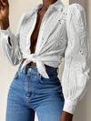 Solid Embroidered Long Sleeve Shirt